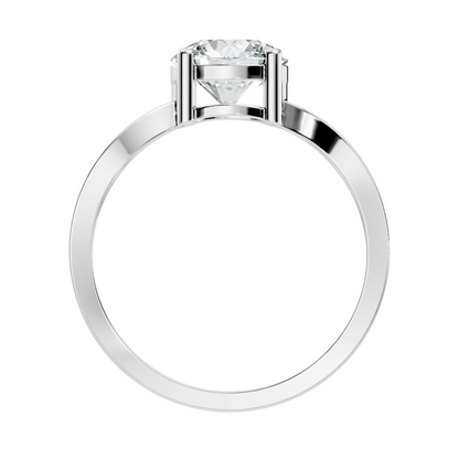 Round shape diamond ring with open twisted band design