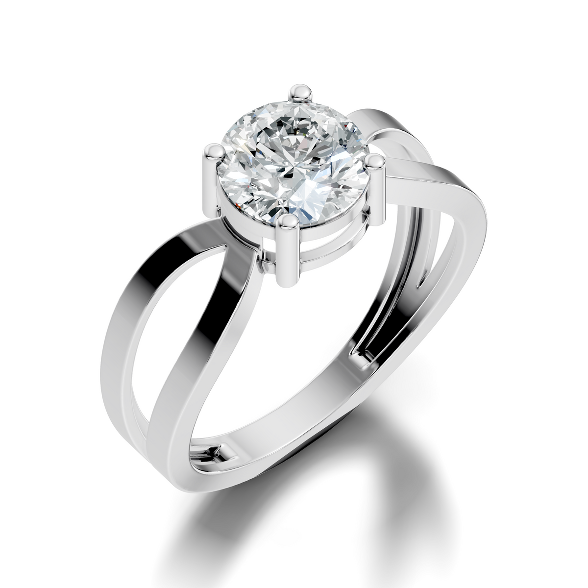 Minimal round lab grown diamond ring with twisted band setting
