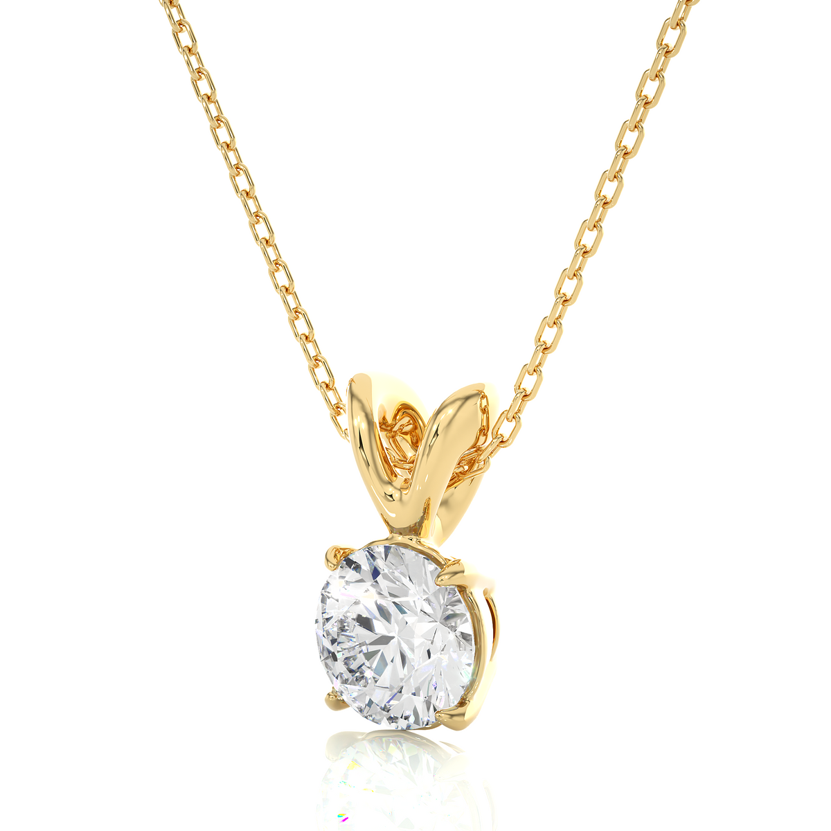 Round Cut Lab Grown Diamond Solitaire Pendant - HIGHCARAT DIAMONDS
