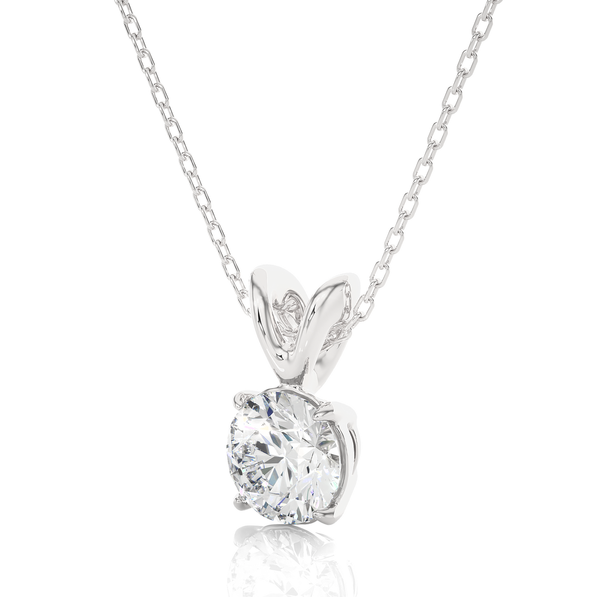 Round Cut Lab Grown Diamond Solitaire Pendant - HIGHCARAT DIAMONDS