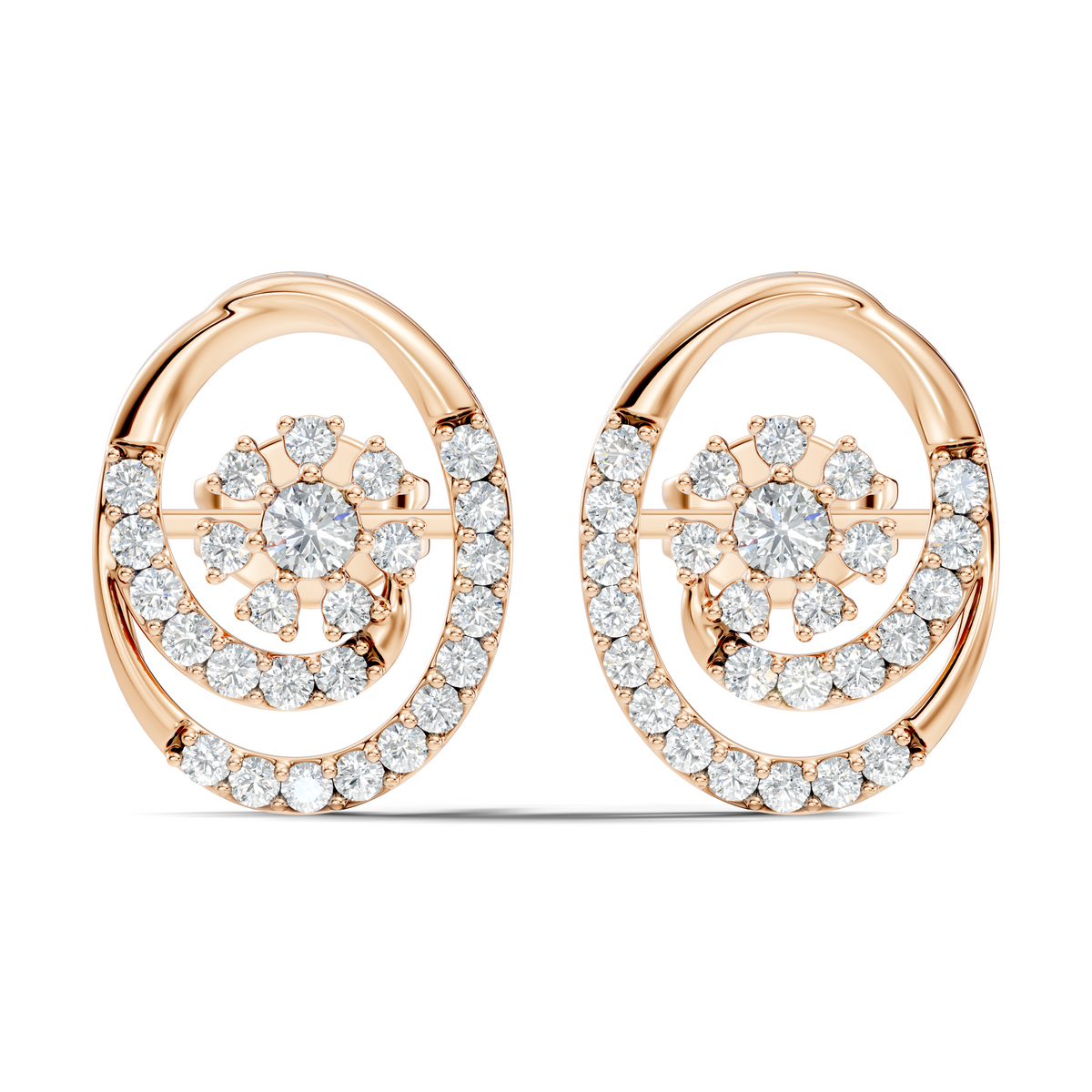 Round Shape Lab Grown- Natural Diamond Elegance Vintage Diamond 14k Solid Gold Earrings For  Daily Wear - HIGHCARAT DIAMONDS