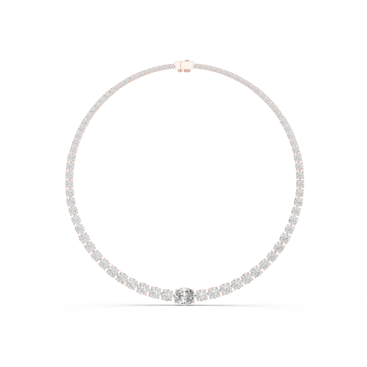14k Solid Rose Gold Round & Oval Cut Lab Grown fantastic Vintage Diamond Necklace For Bridal Gift - HIGHCARAT DIAMONDS