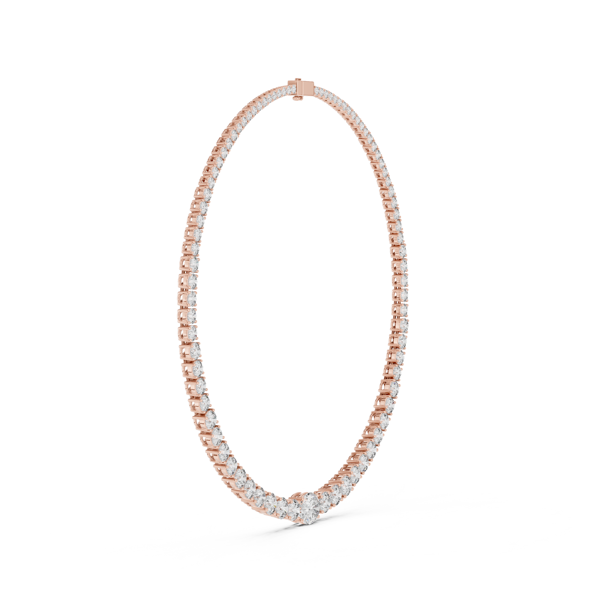 14k Solid Rose Gold Round & Oval Cut Lab Grown fantastic Vintage Diamond Necklace For Bridal Gift - HIGHCARAT DIAMONDS