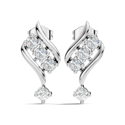 Round Shapes Lab Grown Diamond 18k Solid Gold Shiny Vintage Diamond Earrings For Birthday - HIGHCARAT DIAMONDS