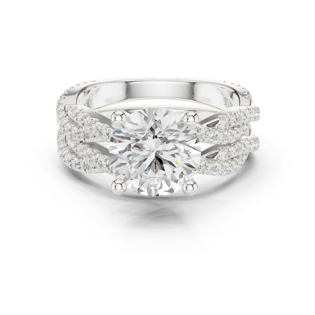 3.23 Carat Round Cut Diamond Ring Minimalist Round Accented Side Stones Ring For you In Every Occasion - HIGHCARAT DIAMONDS