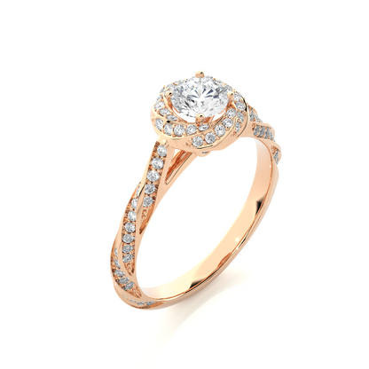 Round Cut Lab Grown Diamond Twisted Accented Ring - HIGHCARAT DIAMONDS