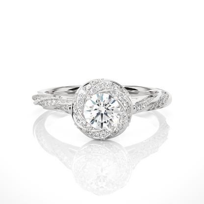 Round Cut Lab Grown Diamond Twisted Accented Ring - HIGHCARAT DIAMONDS