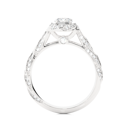 Round Cut Lab Grown Diamond Twisted Accented Ring - HIGHCARAT DIAMONDS
