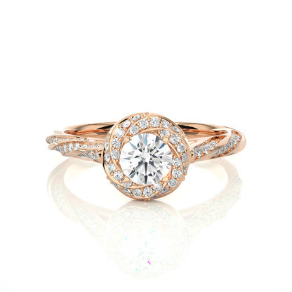 Round Cut Lab Grown Diamond Twisted Accented Ring - HIGHCARAT DIAMONDS