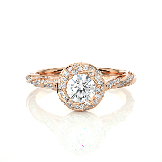 Round Cut Lab Grown Diamond Twisted Accented Ring - HIGHCARAT DIAMONDS