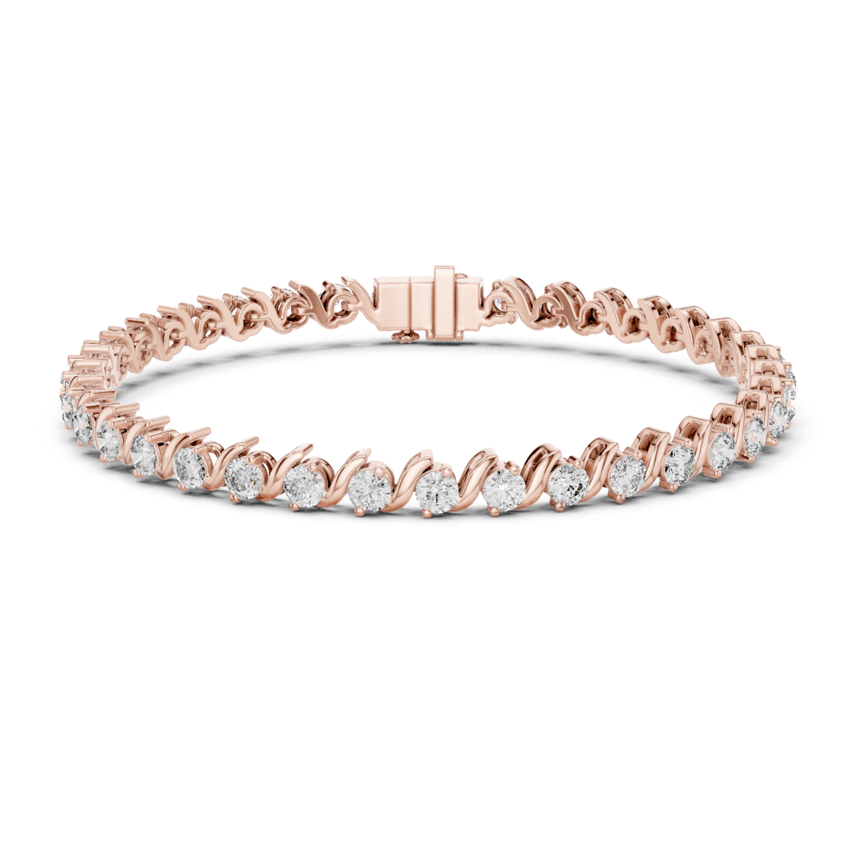 Round Cut Lab Grown Diamond Twisted Link Tennis Bracelet - HIGHCARAT DIAMONDS