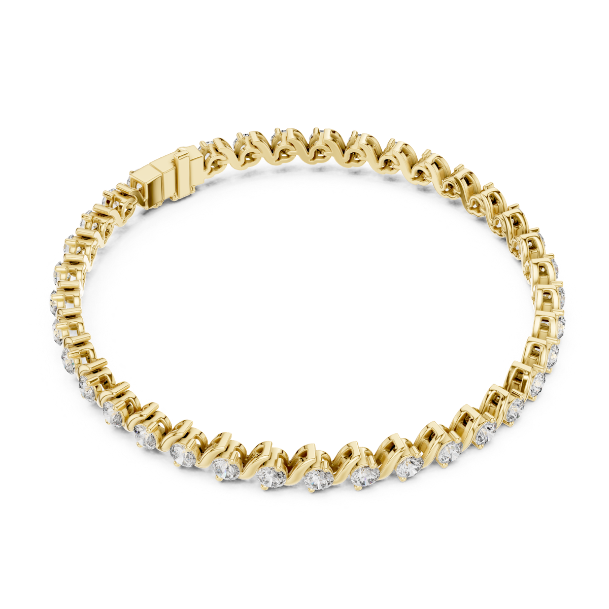 Round Cut Lab Grown Diamond Twisted Link Tennis Bracelet - HIGHCARAT DIAMONDS