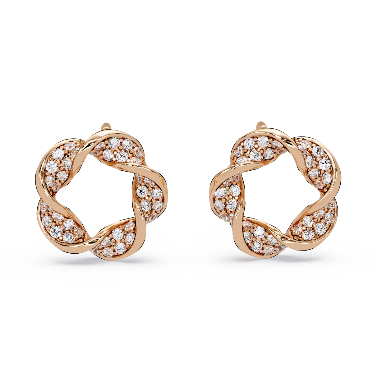 Round Cut Lab Grown Diamond Twisted Stud Earring - HIGHCARAT DIAMONDS