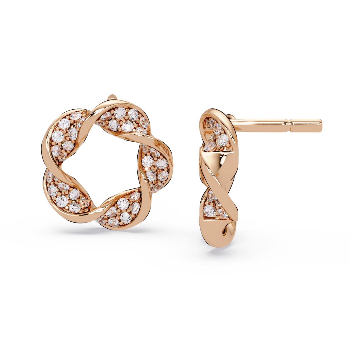Round Cut Lab Grown Diamond Twisted Stud Earring - HIGHCARAT DIAMONDS