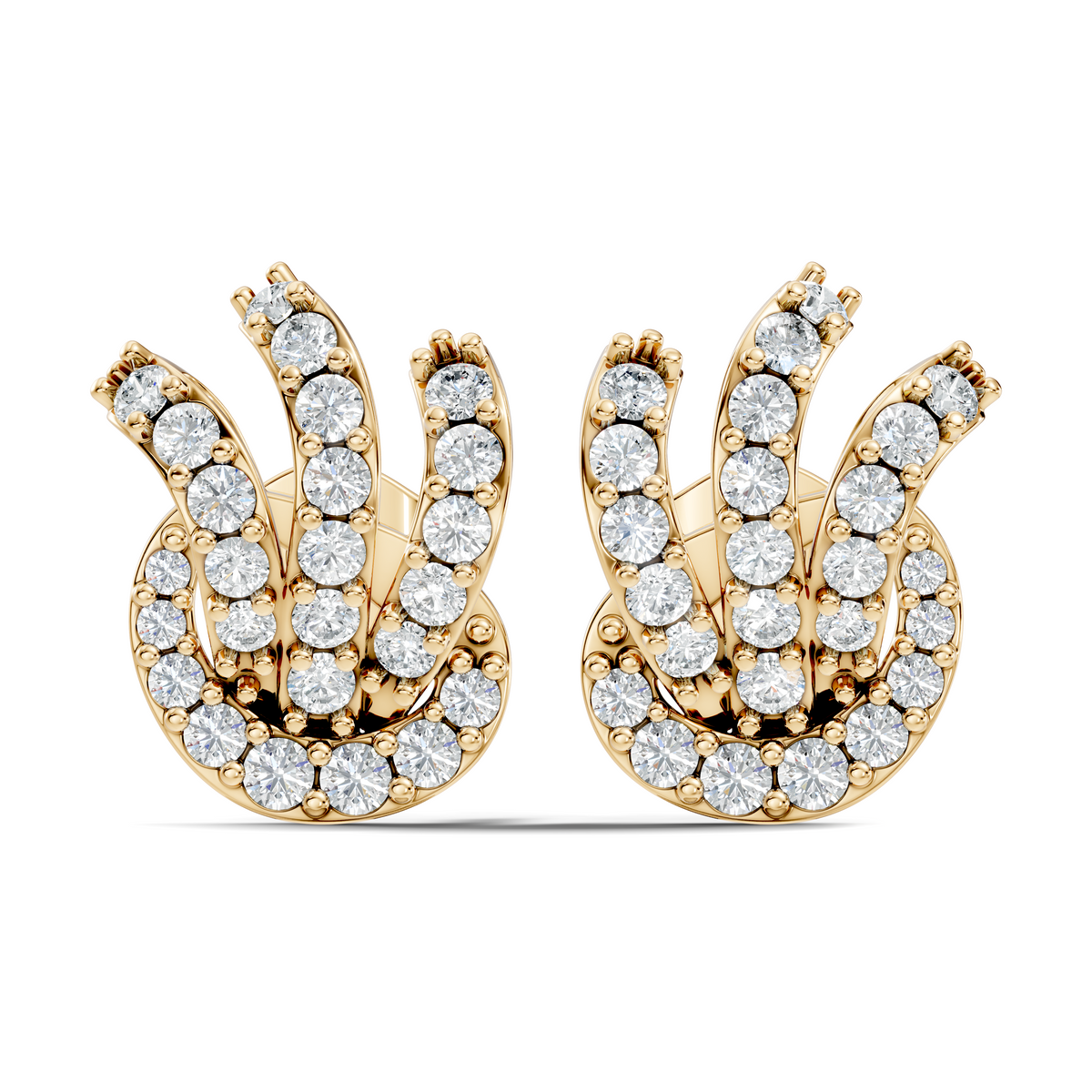 14k Solid Gold Round Shape Lab grown Diamond  Shinning Vintage Diamond Earrings For Her - HIGHCARAT DIAMONDS