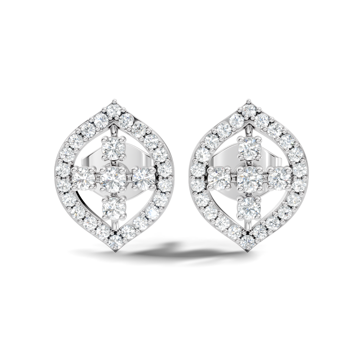 10k Solid White Gold Round Shape Lab Grown & Natural Diamond New Every Sparkle Diamond Earrings For Her - HIGHCARAT DIAMONDS
