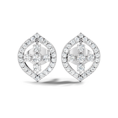 10k Solid White Gold Round Shape Lab Grown & Natural Diamond New Every Sparkle Diamond Earrings For Her - HIGHCARAT DIAMONDS