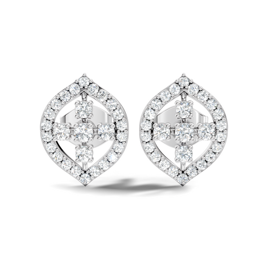 10k Solid White Gold Round Shape Lab Grown & Natural Diamond New Every Sparkle Diamond Earrings For Her - HIGHCARAT DIAMONDS