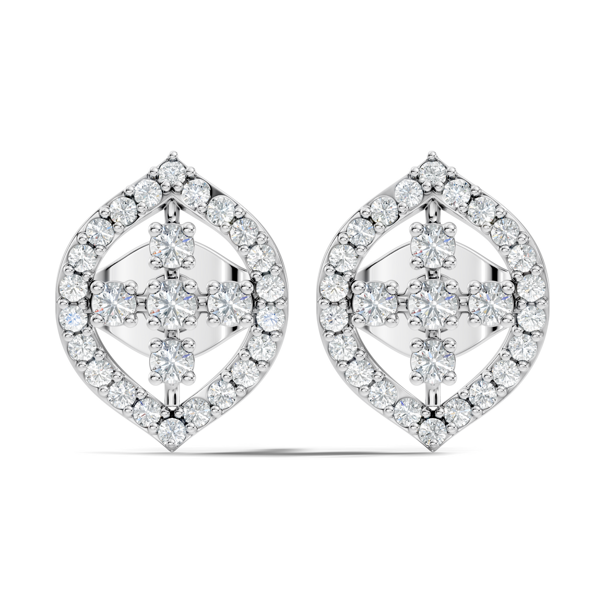 10k Solid White Gold Round Shape Lab Grown & Natural Diamond New Every Sparkle Diamond Earrings For Her - HIGHCARAT DIAMONDS