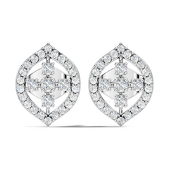 10k Solid White Gold Round Shape Lab Grown & Natural Diamond New Every Sparkle Diamond Earrings For Her - HIGHCARAT DIAMONDS