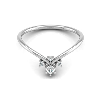 Round Cut Lab Grown Diamond V-Shaped Curved Wedding Ring - HIGHCARAT DIAMONDS
