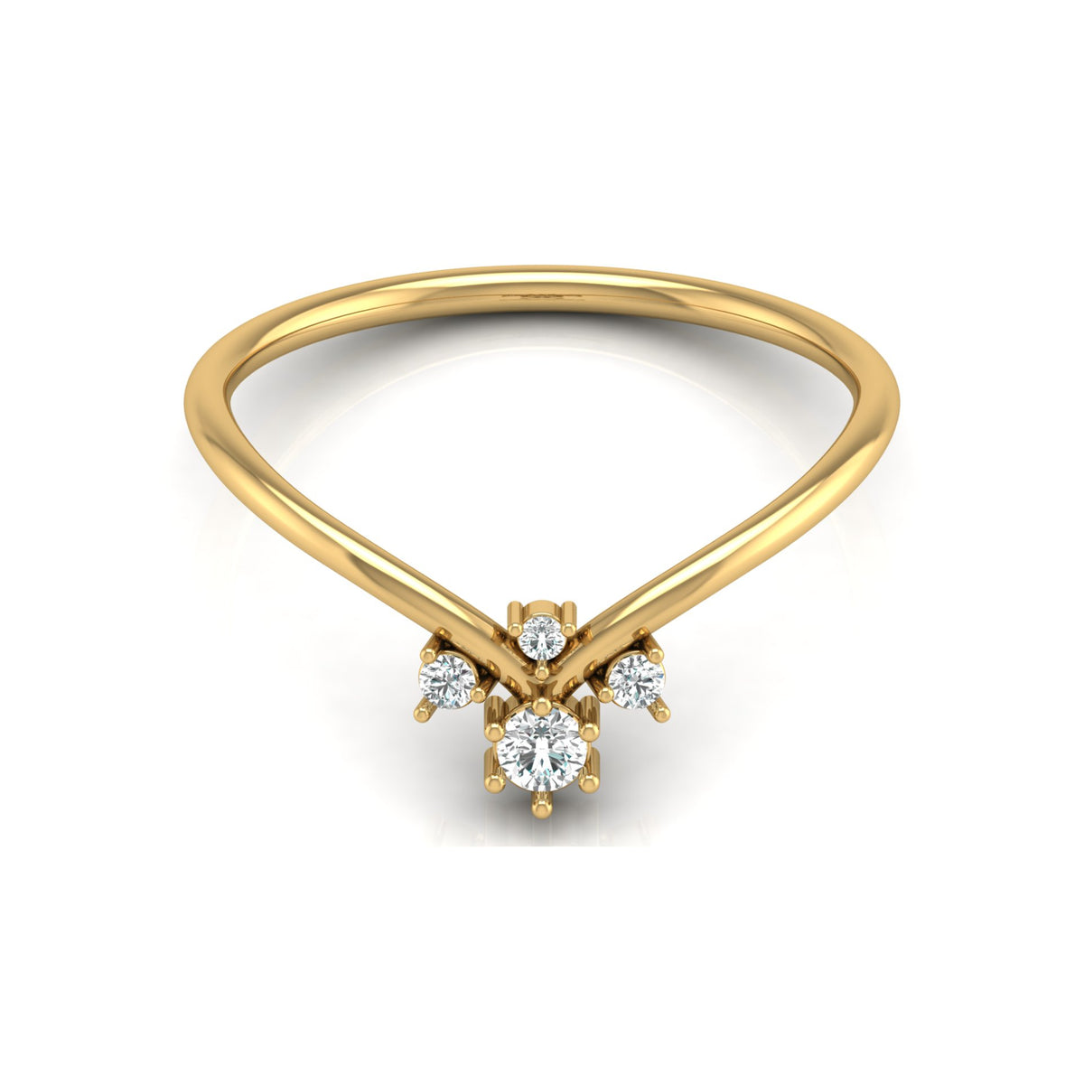 Round Cut Lab Grown Diamond V-Shaped Curved Wedding Ring - HIGHCARAT DIAMONDS