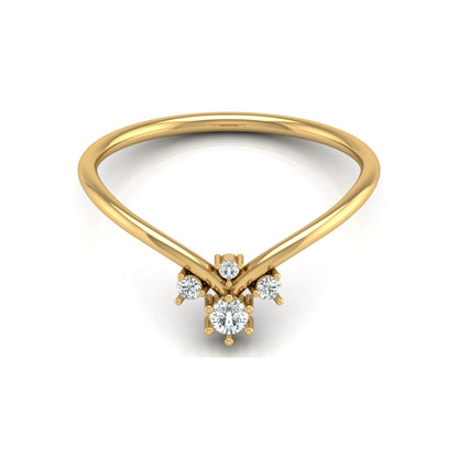 Round Cut Lab Grown Diamond V-Shaped Curved Wedding Ring - HIGHCARAT DIAMONDS