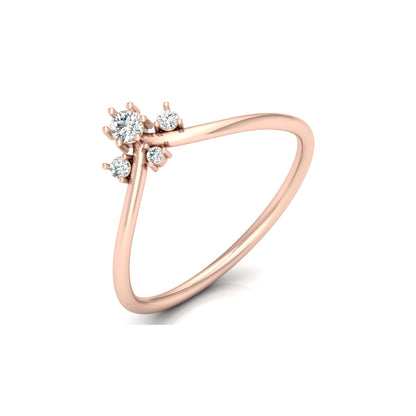 Round Cut Lab Grown Diamond V-Shaped Curved Wedding Ring - HIGHCARAT DIAMONDS