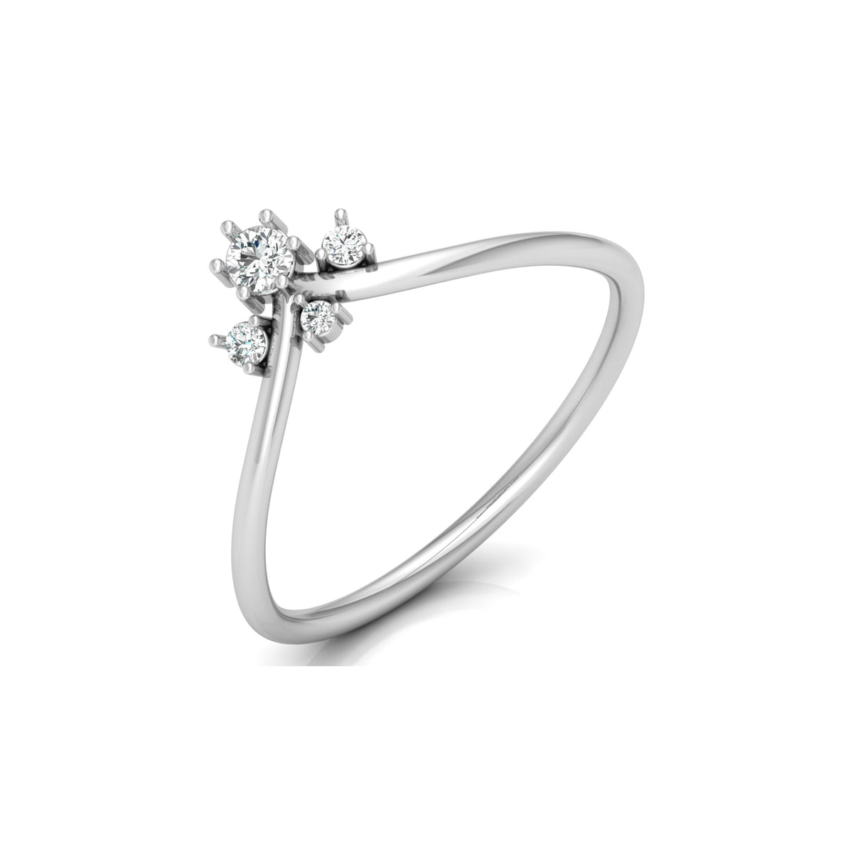 Round Cut Lab Grown Diamond V-Shaped Curved Wedding Ring - HIGHCARAT DIAMONDS