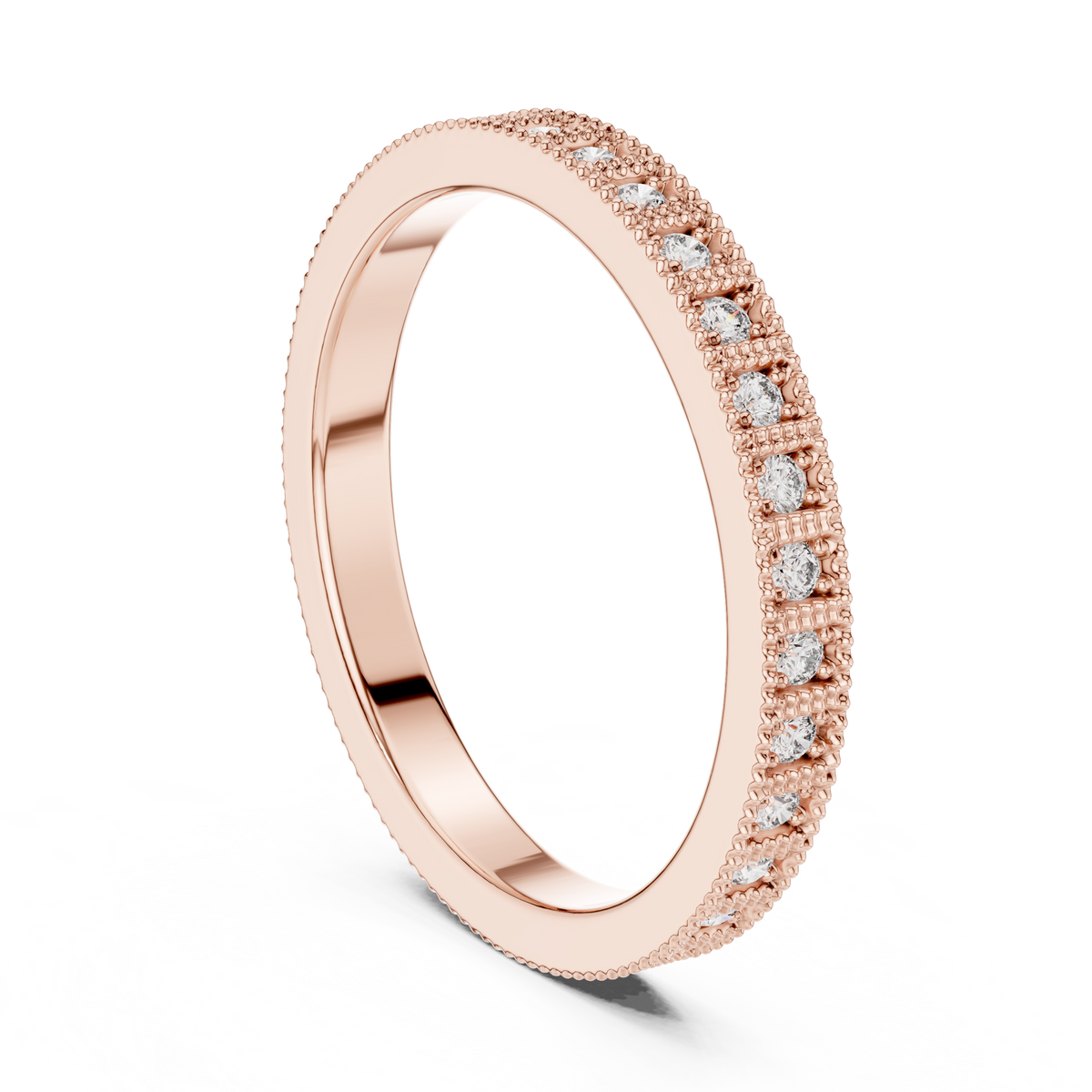 Round Cut Lab Grown Diamond Vintage Channel Set Dainty Perfect Wedding Band For Her - HIGHCARAT DIAMONDS