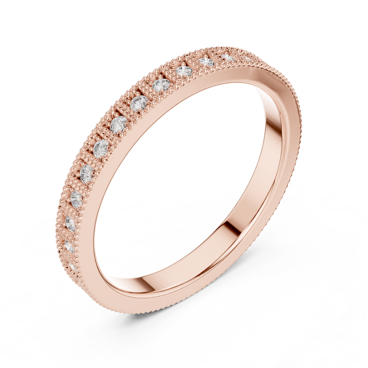 Round Cut Lab Grown Diamond Vintage Channel Set Dainty Perfect Wedding Band For Her - HIGHCARAT DIAMONDS