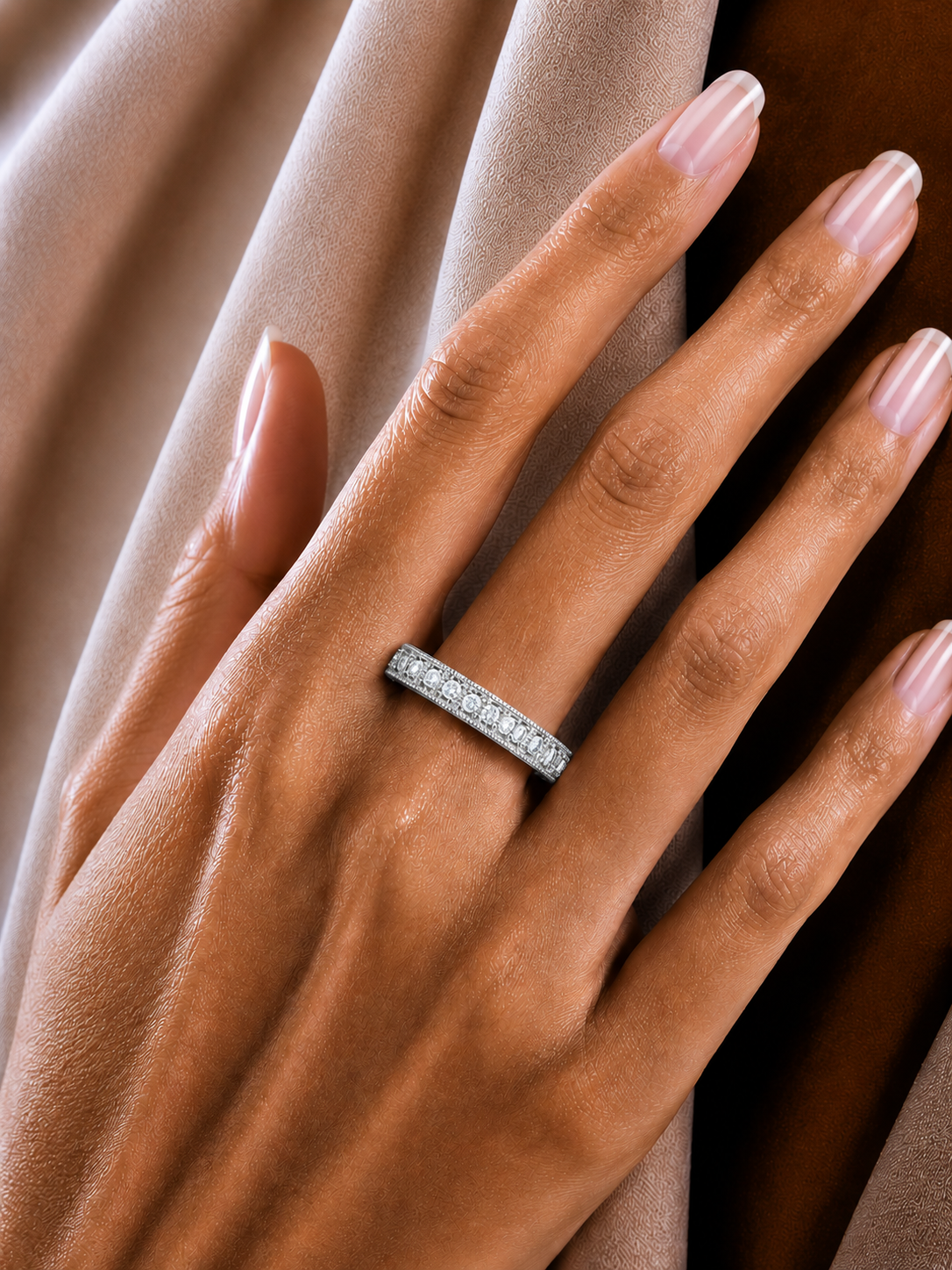 Round Cut Lab Grown Diamond Vintage Channel Set Dainty Perfect Wedding Band For Her - HIGHCARAT DIAMONDS