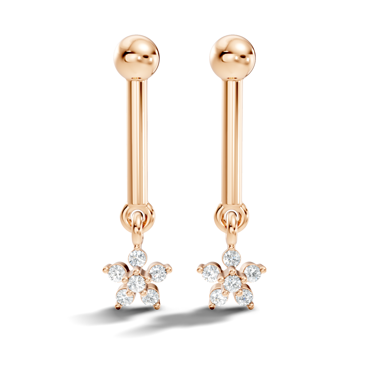 Round Shape Lab Grown & Natural Diamond 10k Solid Gold Very Classic shiny Earrings For Her - HIGHCARAT DIAMONDS