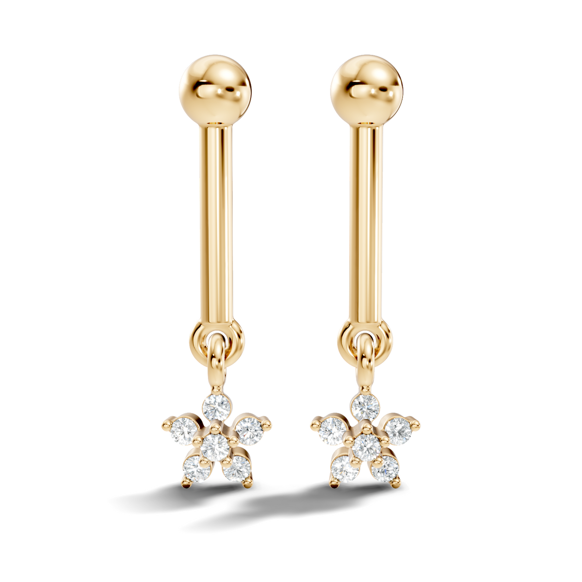 Round Shape Lab Grown & Natural Diamond 10k Solid Gold Very Classic shiny Earrings For Her - HIGHCARAT DIAMONDS