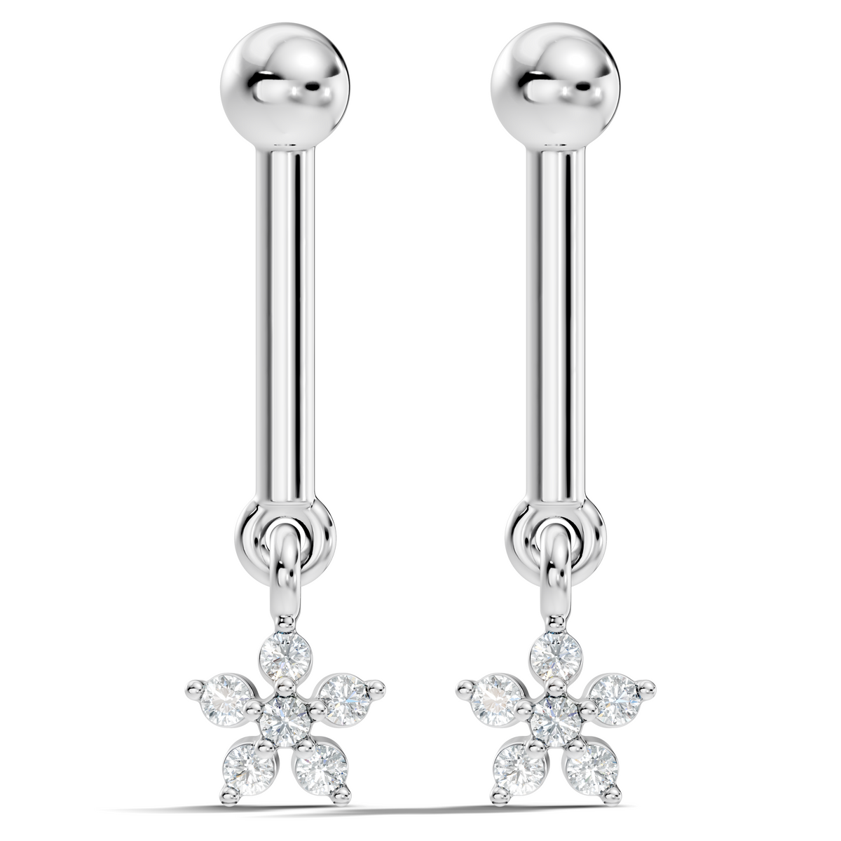 Round Shape Lab Grown & Natural Diamond 10k Solid Gold Very Classic shiny Earrings For Her - HIGHCARAT DIAMONDS