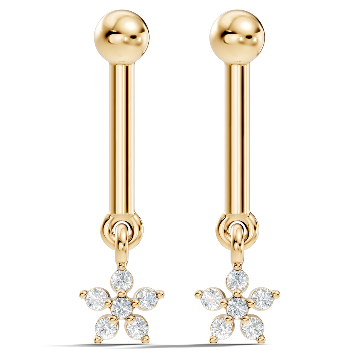 Round Shape Lab Grown & Natural Diamond 10k Solid Gold Very Classic shiny Earrings For Her - HIGHCARAT DIAMONDS