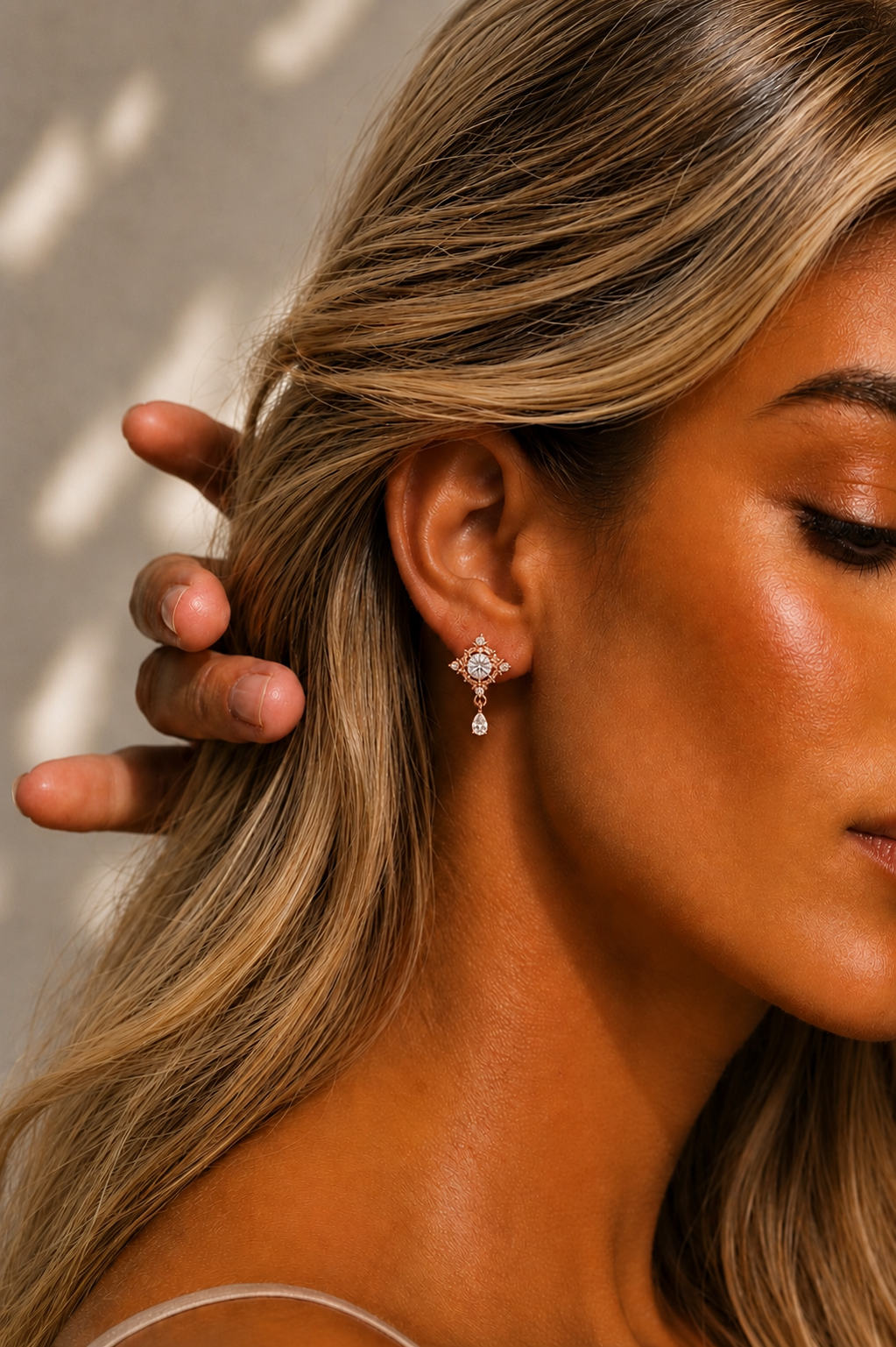Round Cut Lab Grown Diamond Vintage Halo Pear Drop Earring - HIGHCARAT DIAMONDS #wearthelook