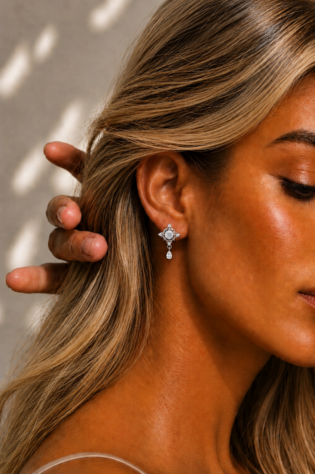 Round Cut Lab Grown Diamond Vintage Halo Pear Drop Earring - HIGHCARAT DIAMONDS #wearthelook