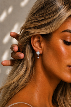 Round Cut Lab Grown Diamond Vintage Halo Pear Drop Earring - HIGHCARAT DIAMONDS #wearthelook