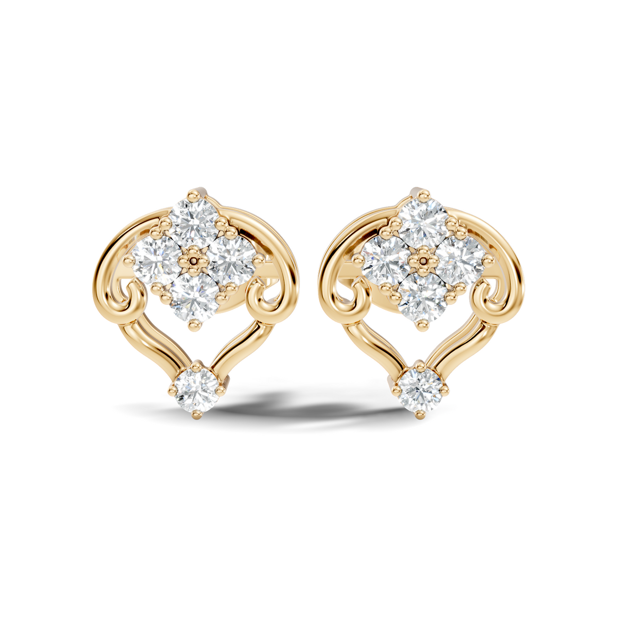 10k Solid Rose Gold Round Shape lab Grown & Natural Diamond Unique Every Wear Diamond Earrings - HIGHCARAT DIAMONDS