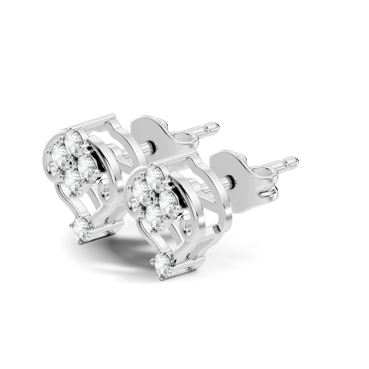 10k Solid Rose Gold Round Shape lab Grown & Natural Diamond Unique Every Wear Diamond Earrings - HIGHCARAT DIAMONDS