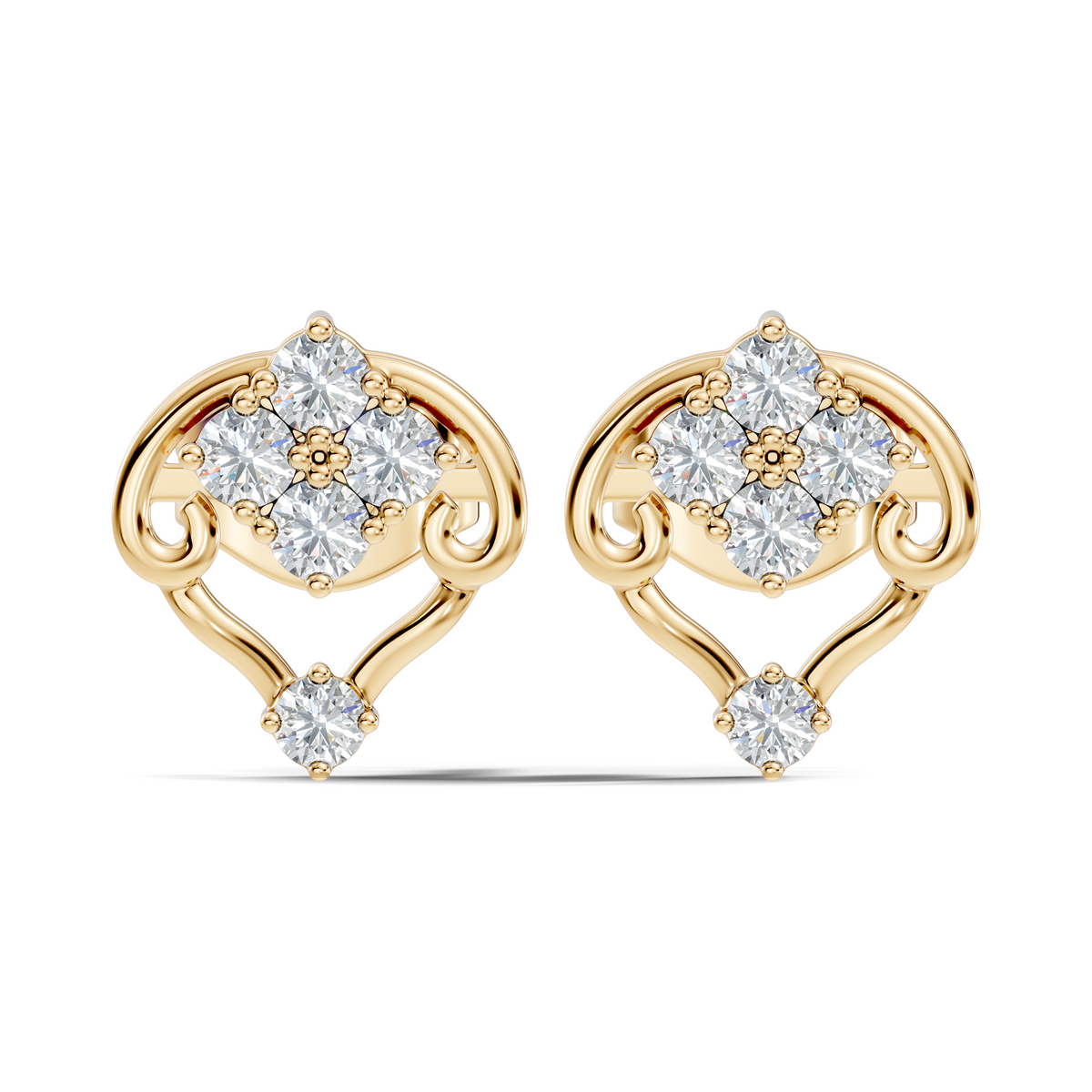 10k Solid Rose Gold Round Shape lab Grown & Natural Diamond Unique Every Wear Diamond Earrings - HIGHCARAT DIAMONDS