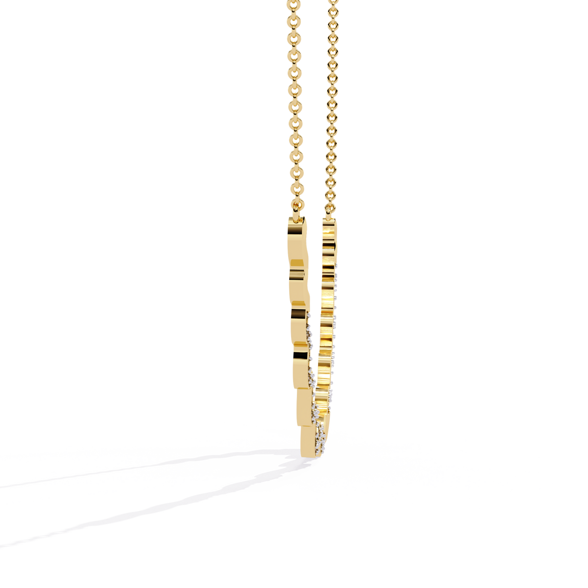 Designer diamond necklace with flowing wave silhouette