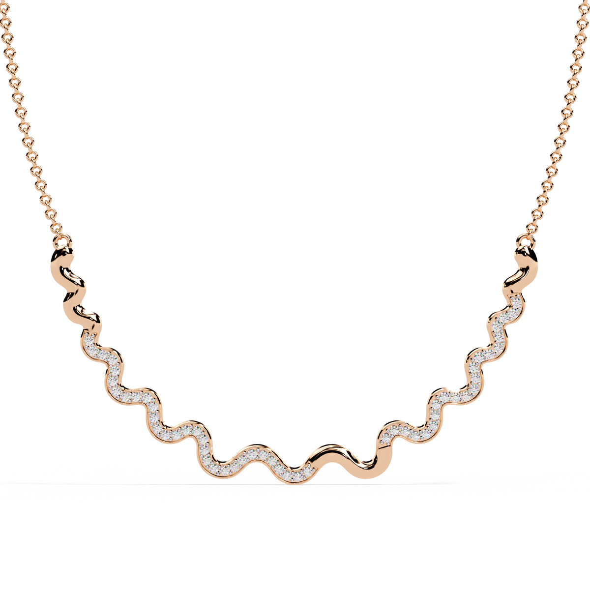 Modern curved diamond necklace with pavé detailing