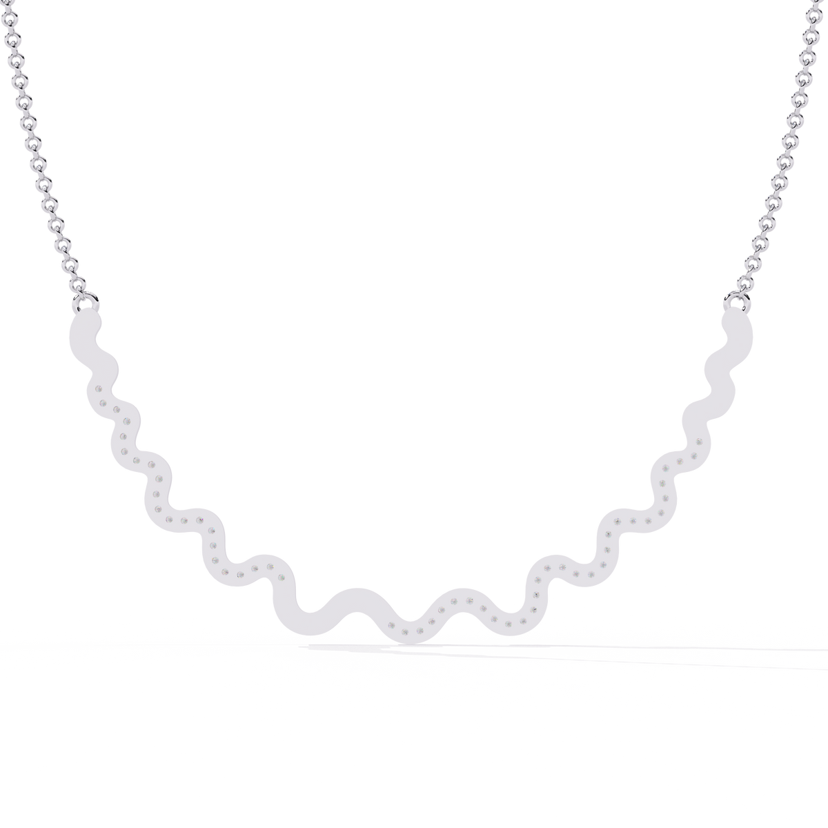 High jewelry wave necklace with brilliant round diamonds