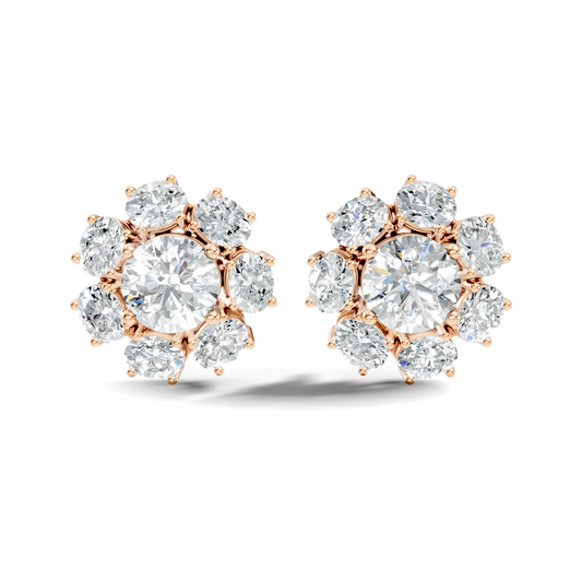 Oval Shape 8.44 CT Round Cut Diamond Delicate Classic Prong Set Dainty Stud Earring Gift for Women's - HIGHCARAT DIAMONDS