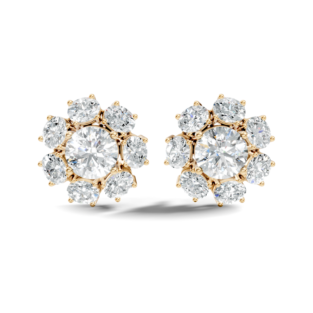 Oval Shape 8.44 CT Round Cut Diamond Delicate Classic Prong Set Dainty Stud Earring Gift for Women's - HIGHCARAT DIAMONDS
