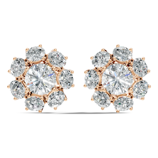 Oval Shape 8.44 CT Round Cut Diamond Delicate Classic Prong Set Dainty Stud Earring Gift for Women's - HIGHCARAT DIAMONDS