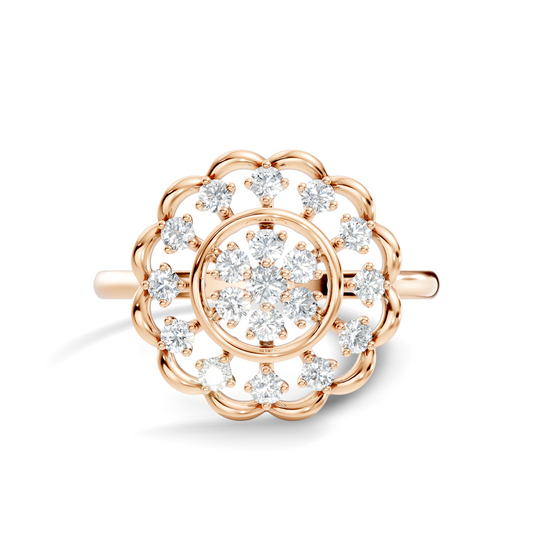 Round Cut Lab Grown & Natural Diamond Unique Flower Shape Dainty Wedding Wear Ring For Women's - HIGHCARAT DIAMONDS