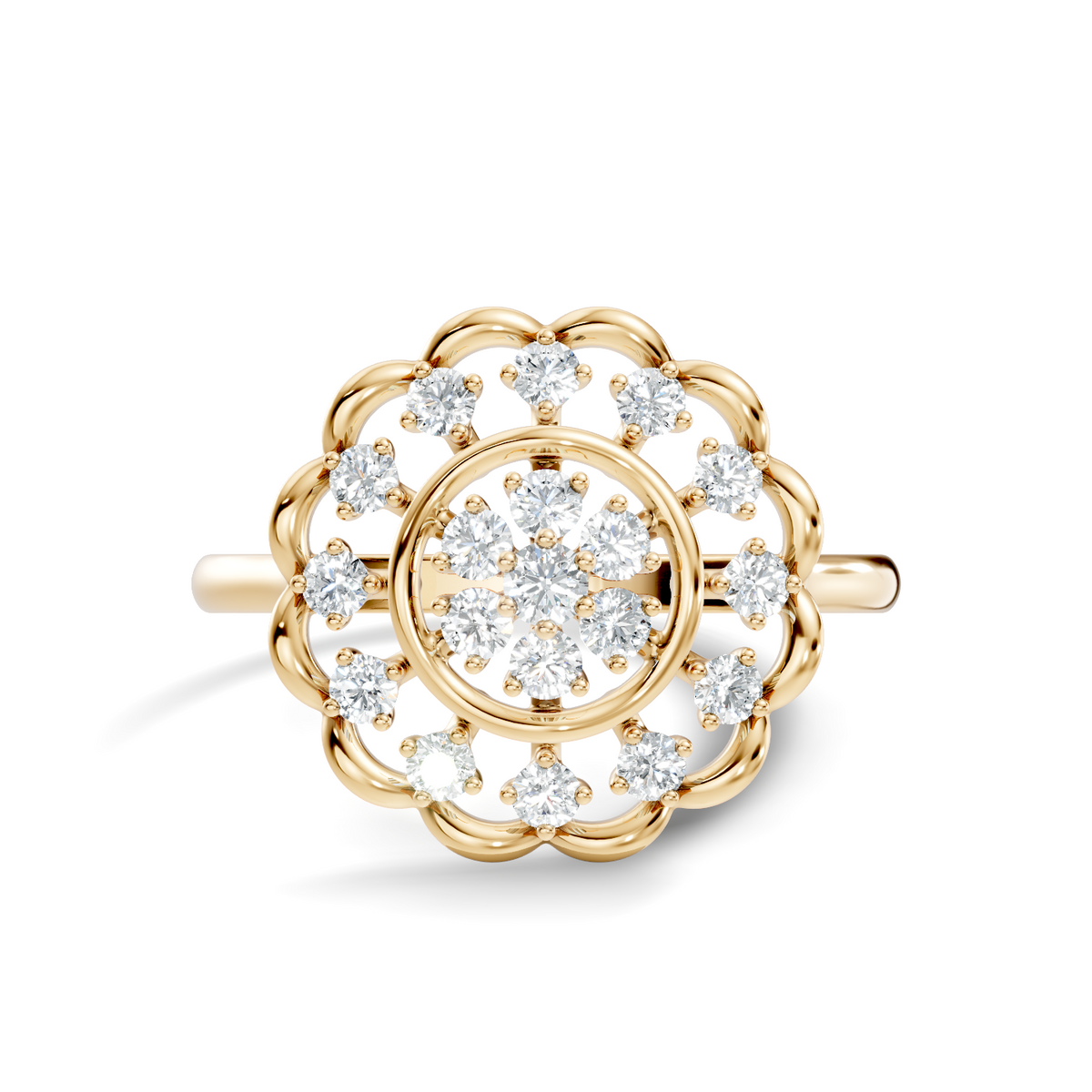 Round Cut Lab Grown & Natural Diamond Unique Flower Shape Dainty Wedding Wear Ring For Women's - HIGHCARAT DIAMONDS